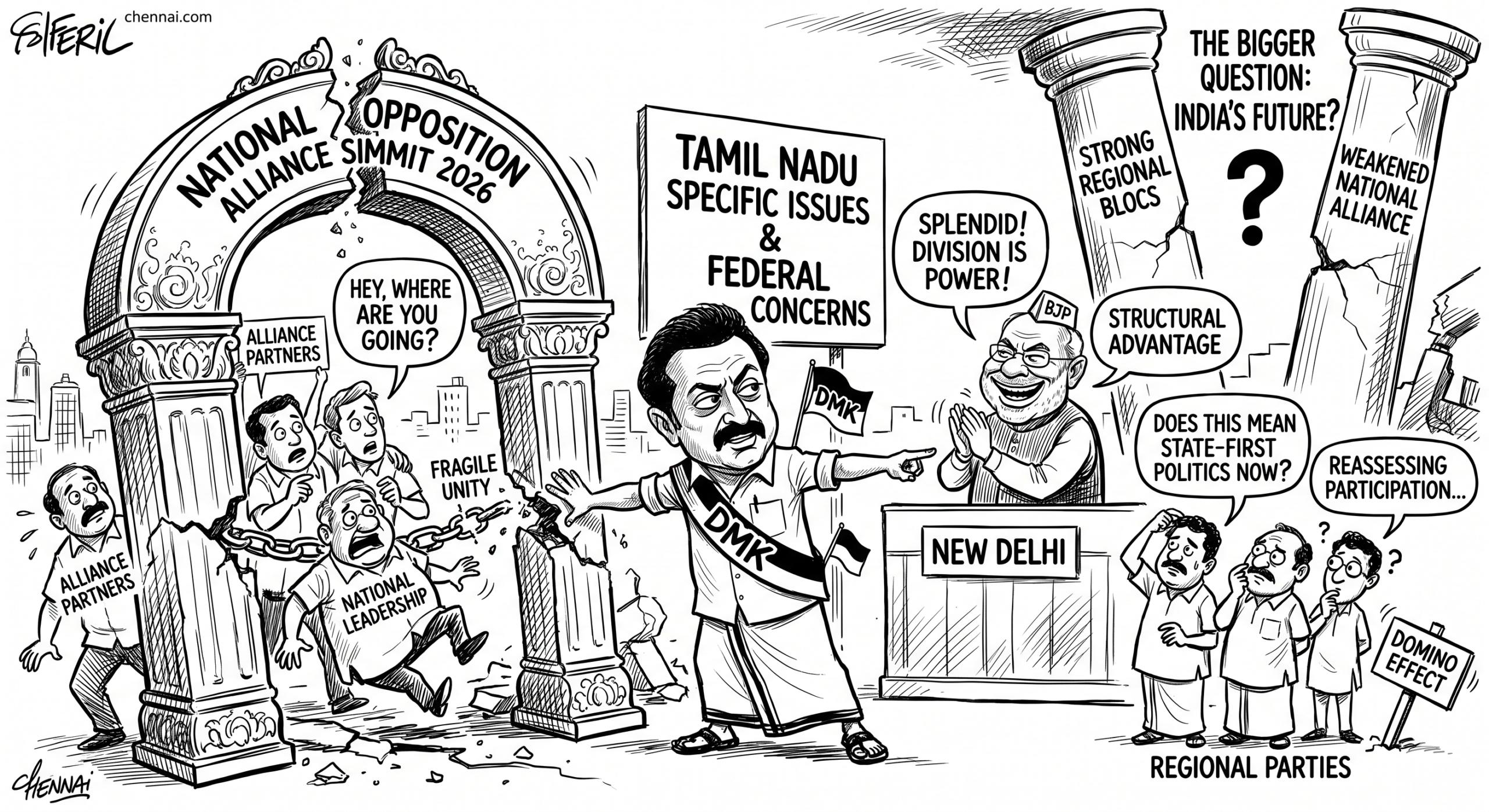 alliance,INDIA bloc,boycott,opposition,federalism,regional parties,DMK,TVK,BJP,Congress